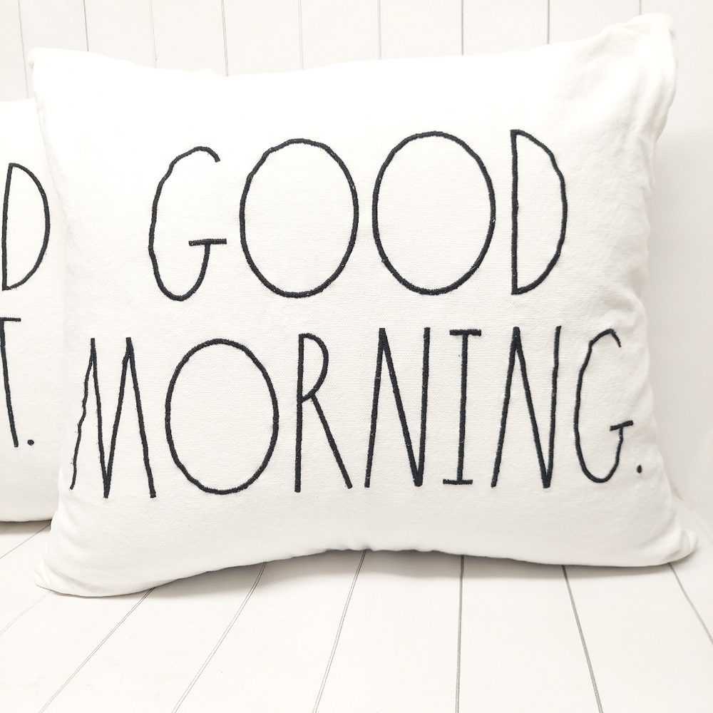 Rae Dunn GOOD MORNING/NIGHT Pillows - Picture 2 of 8